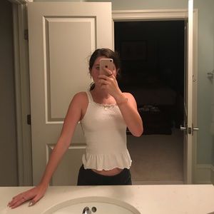 Zara white ruffle crop top